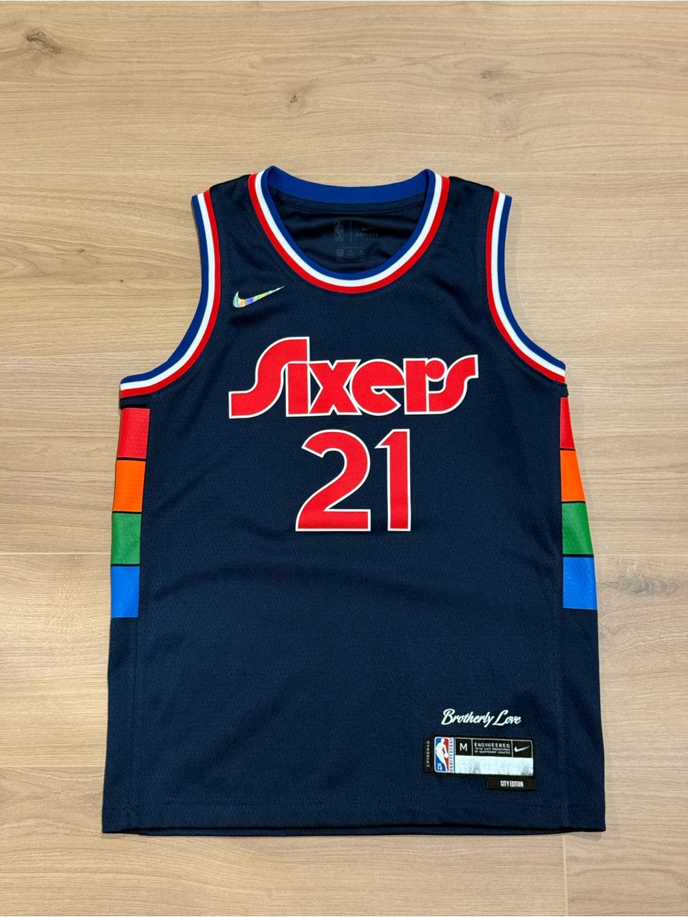 Nike Joel Embid #21 NBA City Edition Jersey with Multicolor Side Panels
